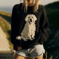 Womens Casual Loose-fitting Crewneck Pullover Sweater