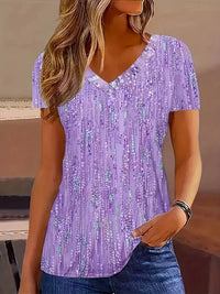 Women's Printed V-Neck Short-Sleeve Top