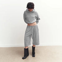 Womens Hooded Long-Sleeve Top And Elastic-Waist Shorts Set