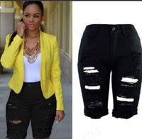Fashion High Waist Ripped Denim Shorts For Women