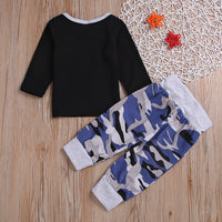 Three-Piece Children's Long-Sleeved Solid Color T-Shirt Camouflage Trousers Hat