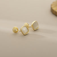 Exquisite And Small Opal Geometric Ear Studs