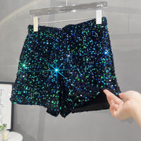 Suede Embroidered Beaded Gray Casual Shorts For Women