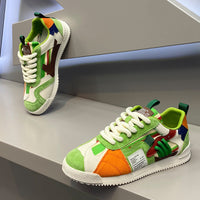 Fashion Soft Bottom Low-top Fabric Leather Stitching Breathable Personality Casual Shoes