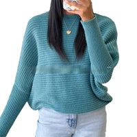 Round Neck Pullover Long Sleeve Batwing Shirt Fashionable Knitted Women's Sweater