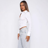 Womens Top Solid Color Slim-fit Ladies Long-sleeve  Elegant