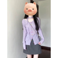 Purple Slim-fit Slimming Sweater Long-sleeved T-shirt
