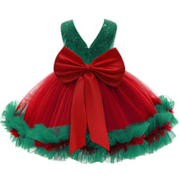Children's Skirt Christmas Sequin Dress With Bow