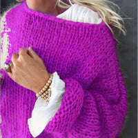 Womens Fashionable Loose Casual Knitted Sweater