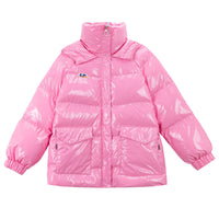 Pink Glossy Down Cotton-padded Jacket Women's Mid-length New