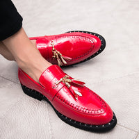 Men's Casual Pointed Creative Solid Color Leather Shoes