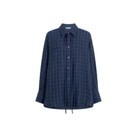 Textured Lapel Button-down Long-sleeve Shirt