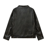 American Street Niche Loose Lapel Patchwork Leather Coat