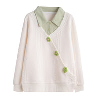 Plus Size Fake Two Pieces Sweater Women's Design Sense