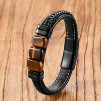 Stainless Steel Magnetic Clasp Braided Leather Bracelet