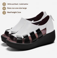 Womens Genuine Leather Wedge Sandals With A Thick Comfortable Sole