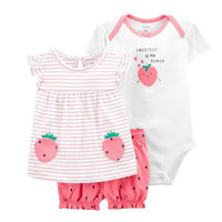 Baby Girl Short-sleeved Shorts T-shirt Three-piece Suit