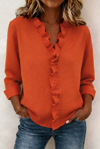 Ruffled Long Sleeve Cotton Shirt