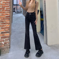 Hot Girl Love Jeans Women's High Waist Slim Design Micro-Flare Straight Pants