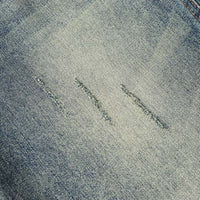 Ripped Washed And Distressed Straight-Leg Denim Jeans For Men