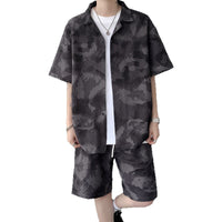 American-style Retro Tie-Dye Short-Sleeve Shirt Sports Suit For Men