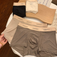 Ice Silk Men's Cotton Crotch Boxer Briefs Boys Teenagers Traceless Plus Size