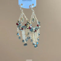 Diamond-embedded Water Drop Glass Tassel Light Luxury High-grade Earrings