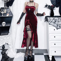 Christmas Gothic Dark Ruffle Lace Dress