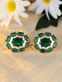 Egg Shaped Colored Zircon Polygonal Ear Buckle