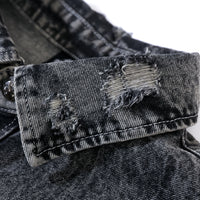 Washed And Worn Worn Hole Denim Shirt Jacket