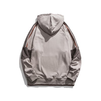 Contrast Colors False-two-piece Loose Hooded Sweater