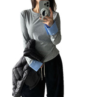 Springautumn Crew Neck Pullover Slim Fit Top