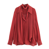 European And American Style Fashionable Simple Printed Bowknot Decoration Shirt