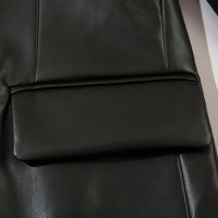 Double Breasted Suit Collar PU Leather Coat