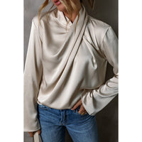 Women's Solid Color Satin Chiffon Blouse