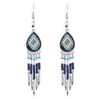 Hanqi Ornament Metal Alloy Bohemian Oval Earrings