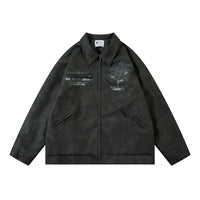 Men's Cross Print Loose Leather Jacket