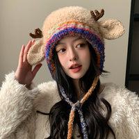 Cute Antler Plush Hat Women's Winter New Style