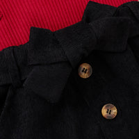 Autumn And Winter Girls' Suit Flounced Sleeve Top Corduroy Skirt