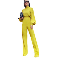 Women's Casual Pants Solid Color Turtleneck Backless Long Sleeve Jumpsuit
