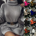 Turtleneck Long Sleeve Sweater Coat Mid-length Sweater