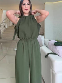 Jumpsuit Backless Lace-up Wide-leg Pants