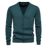Men's Cardigan Sweater High Quality Business Pure Color Knitwear
