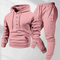 Mens Retro Letter-Print Long-Sleeve Top And Pants Set