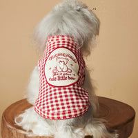 Puppy Maltese Schnauzer Teddy Sleeveless Red Plaid Vest