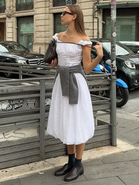 Elegant Jacquard Off-shoulder Dress