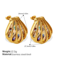 Luxury Ocean Series Beach Shell Pendant Earrings & Necklace, 18K Gold Plated Stainless Steel Jewelry