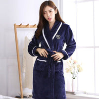 Flannel Thickened Long Section Bathrobe Men