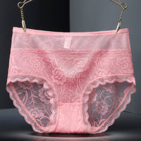 High Waist Hollow-out Lace Sexy Ladies Panties Breathable Traceless Sheath Cotton Stall