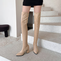 Stylish Suede Womens High Heels With A Pointed Toe And Denim Strap Buckle